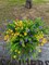 9pcs Artificial Flowers, UV Resistant Faux Outdoor Flowers, Fake Plastic Flowers for Hanging Planter Porch Window Garden Decoration Yellow Purple Green